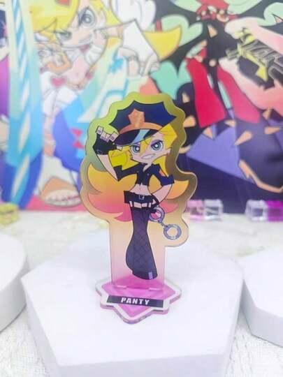 Panty & Stocking With Garterbelt Police Version Acrylic Standee 4pcs Set, Anime Character Standee, Desktop Display Decoration, Fan Collection Gift