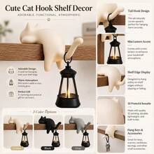 1pc Cat Night Light Bookshelf Ornament, Multifunctional Tail Hook For Hanging Keys, Atmospheric Home Decor, Creative Holiday Gift For Cat Lovers, Cat Hanging Light Ornament, Bookshelf Edge Cat Hook Decoration, Key Hanging Night Light Home Desktop Creative Craft (Light Not Included) - Multicolor - View 4