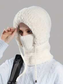 1pc Women's Outdoor Cycling Warm Hat With Mask And Scarf, Thermal Lined Ear Protection One-Piece Head Cover, Halloween - Multicolor - View 1
