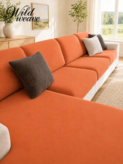 1pc Printed Milk Silk Sofa Cushion Cover, High Elasticity Removable Washable All-Season Sofa Slipcover, Suitable For Kitchen, Living Room, Bedroom, Balcony Garden And Multiple Occasions, Single Piece Sold Not Set Sofa Cushion Protector Cover