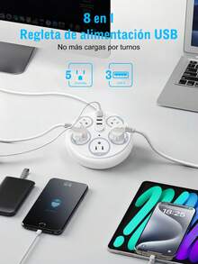 ONEEKA Multifunctional Power Strip With 4 USB Ports And 6 Outlets, Overload Protection, And Made With Wear-Resistant Materials. - MC-622U - View 4