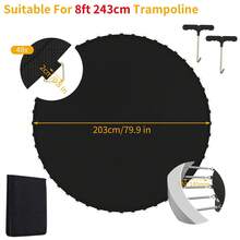 Black Replacement Trampoline Jumping Mat, Universal PP Bounce Mat With T‑Shaped Spring Puller Tool & V‑Hooks - 8FT - View 3
