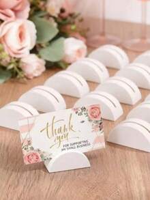 20 pcs Dudukan Kartu Nama Meja Kayu Putih, Stand Nomor Meja Pernikahan, Klip Kartu Foto, Dudukan Display Papan Nama Meja untuk Dekorasi Meja Perjamuan Pernikahan, Pesta Ulang Tahun dan Restoran - setengah lingkaran - View 1