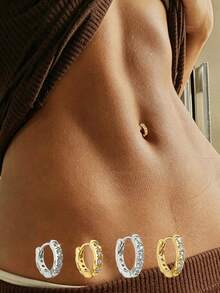 1pc S925 Sterling Silver Luxury Zirconia Belly Button Ring, Multiple Sizes Available, Ideal Gift For Mom, Sister And Girlfriend - Single Earring Accessories - View 4