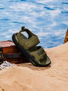 Puma 中性款 SoftridePro Sandal 24 透氣輕量居家休閒戶外沙灘日常涼鞋 395429 - 深橄欖色-黑色 - 查看 3