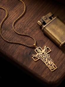 Creative Design Faith Hollow Vintage Pendant Necklace - Gold - View 3