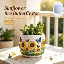 Sunflower Bee Butterfly Embossed Succulent Planter Silicone Mold, Can Make Aromatherapy Candles, DIY 3D Embossed Mold, Reusable, Compatible With Resin, Plaster, Cement, Clay, Handmade Decor, Home Holiday Gift - A - View 1