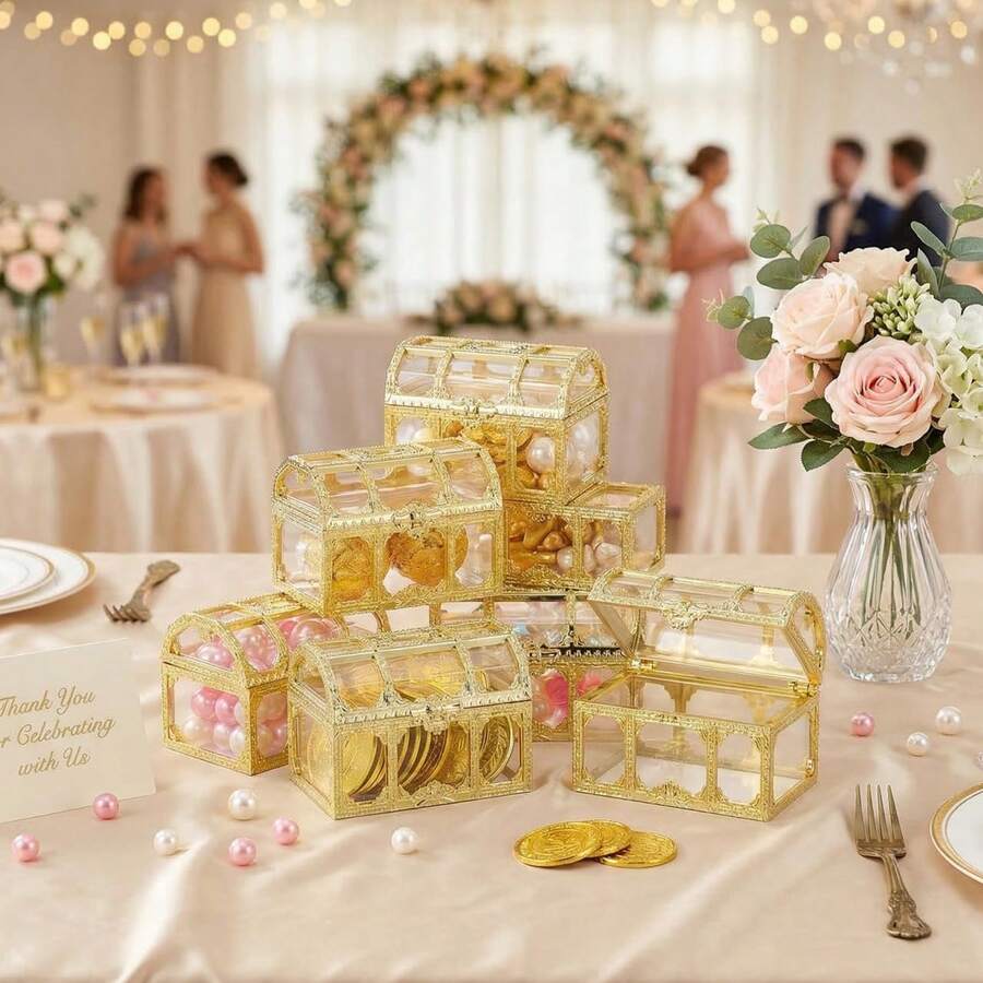 12/24 PCS Plastic Jewelry Box Packaging Box, Empty Gift Box Mini Jewelry Box, Suitable For Weddings, Bride Gift Giving Events, Birthday Parties, Storing Gifts And Small Gifts For Presents. - Treasure Chest Candy Box - View 1