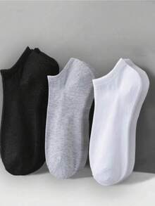 15/10/9/6/3/1 Pairs Simple Basic Ankle Socks, Mother's Day Gift Socks. Soft And Lightweight Full Configuration Low-Cut Ankle Socks, Women's Knee-High Socks And Men's Mid-Calf Socks, Suitable For Sports, Home And Casual. Business Suitable For All Men And Women Knee-High Socks And Socks, Black, Grey, White - Multicolor - View 2