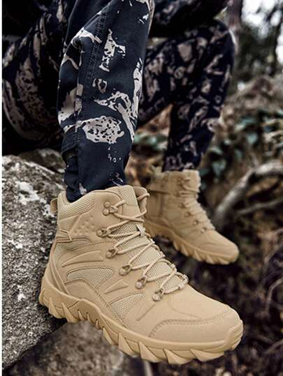 Men's High-Top Tactical Training Boots, Upgraded Comfortable Durable Hiking Boots, Outdoor Non-Slip Sports Casual Shoes, High-Quality Casual Shoes