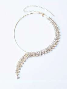 Women's Elegant Rhinestone Decorated Multi-Layer Necklace - Gold - View 5