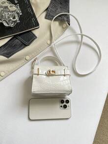 Tas Selempang Wanita Elegan dan Chic, Warna Solid Baru, Serbaguna, Tekstur Berkualitas Tinggi, Tas Bahu Minimalis Elegan yang Dipersonalisasi - Putih - View 3
