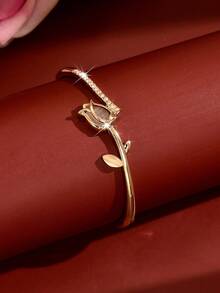1pc Fashion Women's Tulip Flower Stackable Bracelet, Suitable For Daily Wear, Banquet, Party, Wedding - Multicolor - View 6
