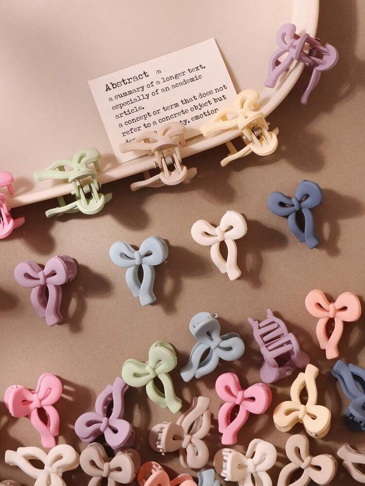 10/30/50pcs Multi-Color Bow Hair Clips Small Hair Claws Women's Small Hair Fixing Clips Styling Decorative Clips Casual Minimalist Versatile Hair Accessories (Random Color) - Multicolor - View 1