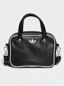 Adidas Clover Mini Bowling Bag Unisex Handheld Crossbody Casual Shoulder Bag 22cm*16cm*7cm - Black and White - View 1