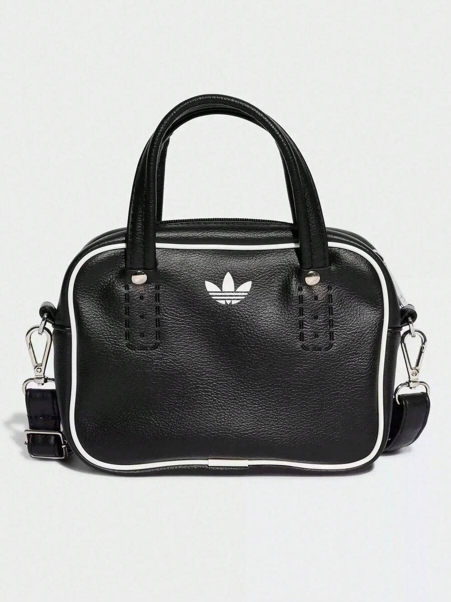 Adidas Clover Mini Bowling Bag Unisex Handheld Crossbody Casual Shoulder Bag 22cm*16cm*7cm - Black and White - View 1