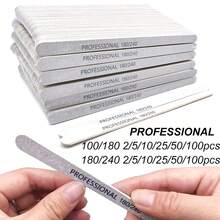 5/10/25/50/100Pcs Professional Nail File 100/180/240 Sanding Buffer Block UV Gel Nail Polish Pro Nail Files Artificial Nail Tips Manicure Pedicure DIY Tools Accessories - White - View 1