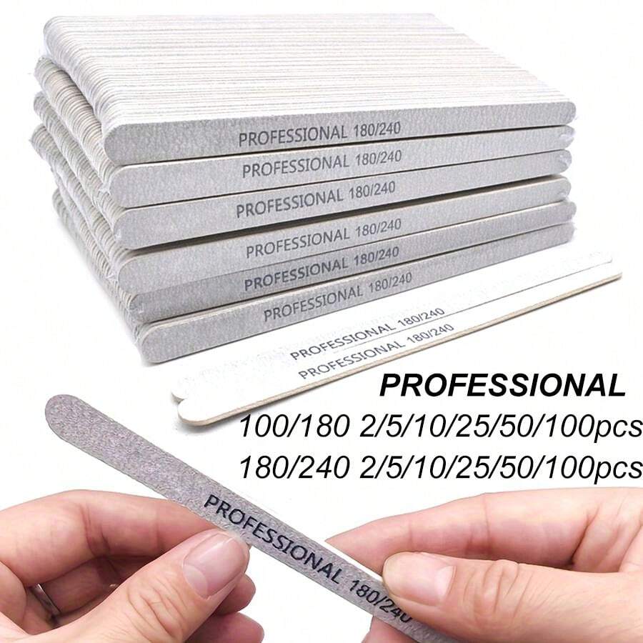 5/10/25/50/100Pcs Professional Nail File 100/180/240 Sanding Buffer Block UV Gel Nail Polish Pro Nail Files Artificial Nail Tips Manicure Pedicure DIY Tools Accessories - White - View 1