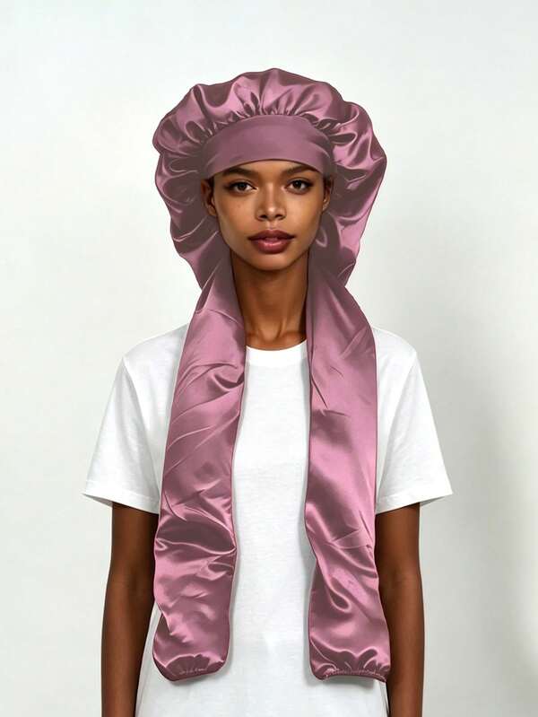 1pc Women's Double Layer Satin Sleep Bonnet, Suitable For Braids And Long Hair, Satin Bonnet/Hair Cap