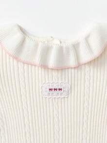 Balabala Baby Girls Knit Sweater Soft‑Touch Winter Knitted Base Layer Versatile Pullover For Little Young Girl - Milky White - View 6
