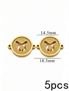 1/5pcs Zodiac Connector Pendant, 18K Gold Plated 304 Stainless Steel Double Hole Zodiac Pendant, Non-Fading DIY Jewelry Accessories - Zodiac Connector Ring - View 14