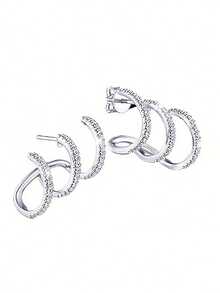 1 Pasang Anting Cakar, Berkilau & Mewah, Elegan & Unik, Cocok untuk Berbagai Acara, Hipoalergenik, Hadiah Liburan yang Sempurna - D - View 2