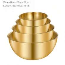 3/4pcs Stainless Steel Graduated Salad Bowl, Stackable Mixing Bowl, Household Baking And Cooking Bowl, Easy To Clean, Outdoor Food Preparation Tool, Simple And Stylish High-End Kitchenware - Multicolor - View 14