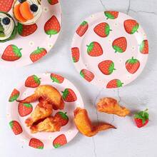 7/9 Inch Strawberry Series Printed Disposable Paper Plates, Floral Strawberry Disposable Party Plates, Party Decorations, Disposable Party Supplies, Birthday Party, Gift Party, Celebration Disposable Tableware - Flower Strawberry - View 5