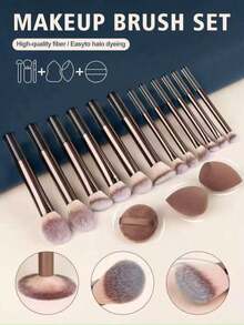 Conjunto de 15 Pincéis de Maquilhagem, Inclui Pincel de Pó, Pincel de ...