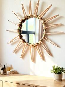 Bohemian Style Round Sunburst Decorative Wall Mirror, Modern Metal Mirror, Suitable For Bedroom, Living Room, Hallway, Bathroom, Balcony, Farmhouse Style Entryway, Small Size - Multiple Styles - View 6