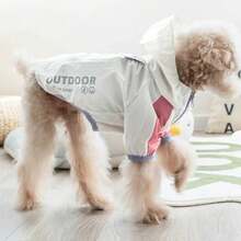 1pc Pet Outdoor Stylish Windproof Four-Legged Coat, Dog Clothes Cat Clothes Outdoor Dog Walking Pet Apparel - Pink - View 4