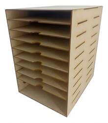 Exhibidor Organizador De Hojas Carta Mdf 10 Compartimentos - Natural - Ver 3
