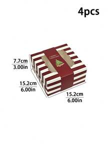 4/12pcs Christmas Theme Window Paper Dessert Boxes, Foldable Baking Packaging Boxes, Suitable For Halloween Cookies, Macarons, Tarts, Holiday Party Gift Empty Boxes - View 16