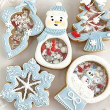 3pcs Christmas Rocking Cookie Cutter Set, Hollow Rocking Box Embossed Baking Mold, Snowman Snowball Tree Snowflake Gingerbread Man, Christmas Dessert Gift - View 2