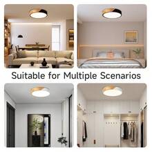 1pc Modern Minimalist LED Ceiling Light Fixture, Remote Control Semi-Recessed Metal Ceiling Light, Polypropylene Translucent Lampshade, 220V Hardwired Power Supply, No Battery Required, Living Room Bedroom Dining Room Study Indoor Home Ceiling Decorative Lighting - Ceiling Light With Wooden Frame - View 12