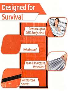 1 Set Emergency Sleeping Bag Kit, Lightweight Warm Single Person Sleeping Bag With Whistle And Drawstring Storage Bag, Compact Outdoor Survival Gear, Suitable For Hiking, Camping, Backpacking, Car Emergency, Escape Bag And Disaster Preparedness - Multicolor - View 8