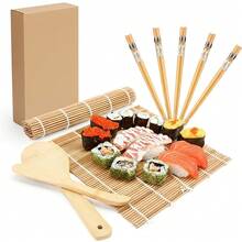 Bamboo Rice Tool Set, Sushi Making Kit, DIY Bamboo Sushi Rolling Mat Set For Home Use, Kimbap Making, Includes Utensils And Storage - View 9
