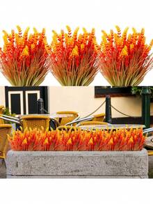 6pcs/3pcs/1pc Autumn Artificial Lavender, Synthetic Plastic Artificial Plants, Autumn Home Decor, Outdoor Potted Flowers, Rustic Farmhouse Style, Autumn Floral, Indoor/Outdoor Decorative Artificial Flowers - Multicolor - View 10