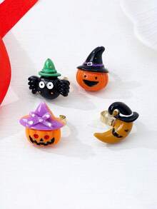 1 Buah Cincin Wanita Motif , Hantu, dan Tengkorak dari Resin untuk Halloween, Cocok untuk Pesta Liburan dan Paduan Aksesoris - 1 buah  A - View 3