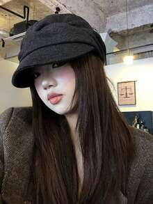 1pc Women's Beret Hat, Vintage Newsboy Cap, Pleated Beret, Suitable For Travel, Commuting, Street Style, Fashion Accessory - Stacked Berets - View 4