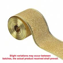Classic Christmas Sequin Metallic Ribbon, 1.5 Inch Wide Durable Multi-Purpose Holiday Craft Ribbon, Christmas Holiday Decoration, Christmas Tree Decoration, Gift Wrapping And Christmas Bow Wreath Making, Handmade DIY Sewing Supplies (15 Yards) - Multicolor - View 10