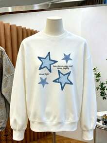 Women's Crew Neck Sweatshirt, Travel Pullover, Cotton Top, Women's Autumn/Winter Basic Sweatshirt - White - View 10