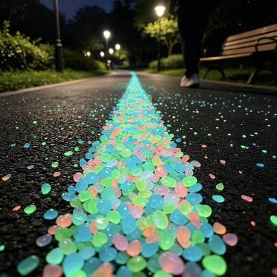1 Pack Mixed Color Glow-In-The-Dark Pebbles, 1cm Diameter, Resin Material, Suitable For Making Various DIY Crafts Such As Aquarium, Fish Tank, Garden Path, Patio, Lawn And Terrace Landscapes, Halloween Decor