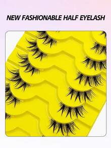 Asiteo 10 Pairs Half Eye Lashes,Wispy Fluffy And Crossed Natural Look False Eyelashes,3D Faux Mink Lashes Reusable,For Beginners Used Daily Makeup Extensions - Black - View 2