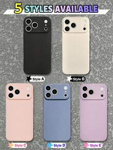 1pc 5 Colors Optional Solid Matte Phone Case Covers Unisex Minimalist All-Match Style Daily Versatile Black Beige Pink Blue Purple TPU Soft Shell Full Coverage Anti-Drop Compatible With IPhone Case,Compatible With IPhone17 /Compatible With IPhone17 Promax/Compatible With IPhone16 /Compatible With IPhone 15 /Compatible With IPhone 14 Pro Max Fast Shipping - Multicolor - View 1