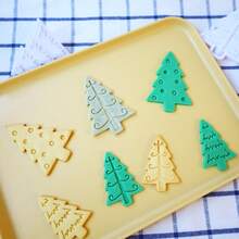 Juego de 4 moldes para galletas con forma de árbol de pino, moldes de repostería con relieve de árboles estilizados surtidos para postres estilo bosque y regalos de aperitivos hechos a mano - Ver 7