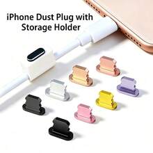High-Gloss Metal Dust Plug Compatible With IPhone 13Pro/12 USB Charging Port, Matching Storage Design, Protects Tail Plug From Dust And Lint, Reduces Interface Wear, Compact And Portable, Does Not Interfere With Phone Case Use - Multicolor - View 1