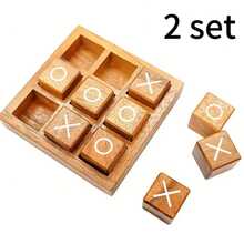 1 Set Classic Wooden Tic Tac Toe Game Set, XO Tic Tac Toe Board Game, Interactive Tabletop Game, Suitable For Family Game Night, Coffee Table, Home Decor, Office Desk Accessory, Travel Game, Indoor Game And Party - Multicolor - View 11