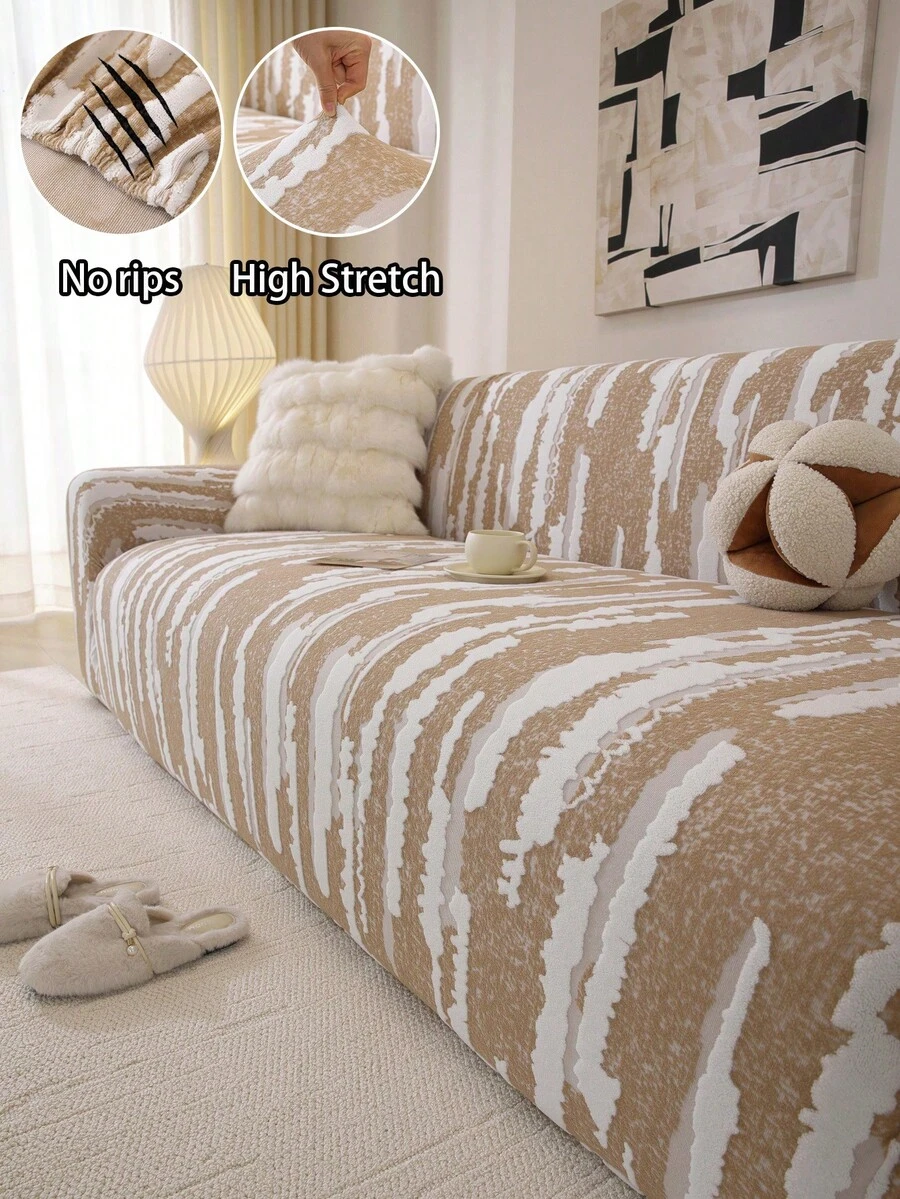 Thickened All-Season Universal Sofa Cover, One-Piece Elastic Pet-Scratch Resistant Machine Washable Velvet Fabric, Fits Single/Double/3-4 Seater And Sectional Sofas, Includes Matching Pillowcases, Classic Bohemian Style Sofa Slipcover