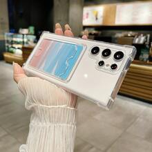 Transparent Air Cushion Anti-Drop Card Slot Phone Case, Back Card Slot For Card Storage Full Coverage Protective Shell, Minimalist Fresh Style Suitable For Samsung Galaxy S26 Ultra/S26 Plus/S26/S25/S24 Ultra/S24 Plus/S24/S23 Ultra/S23 Plus/S23 Series, Practical Commute Gift - Clear - View 6
